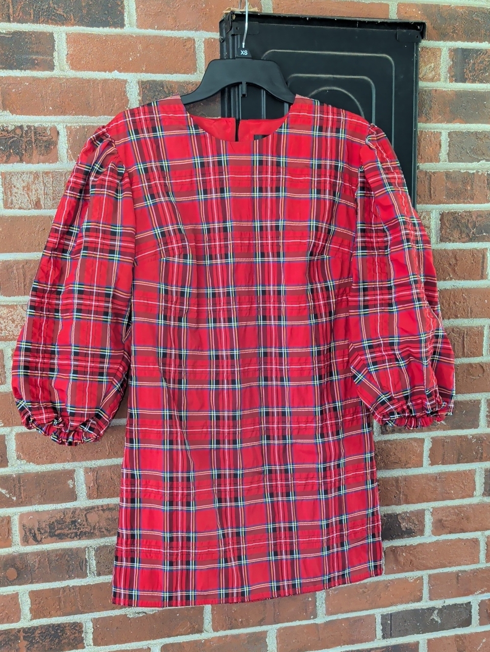 J. Crew  Good Tidings Plaid Puff-Sleeve Dress Size XS (830)